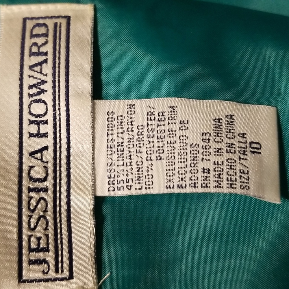 Vintage Jessica Howard Maxi Dress Size 10 Embroidered Green Linen - Picture 5 of 8